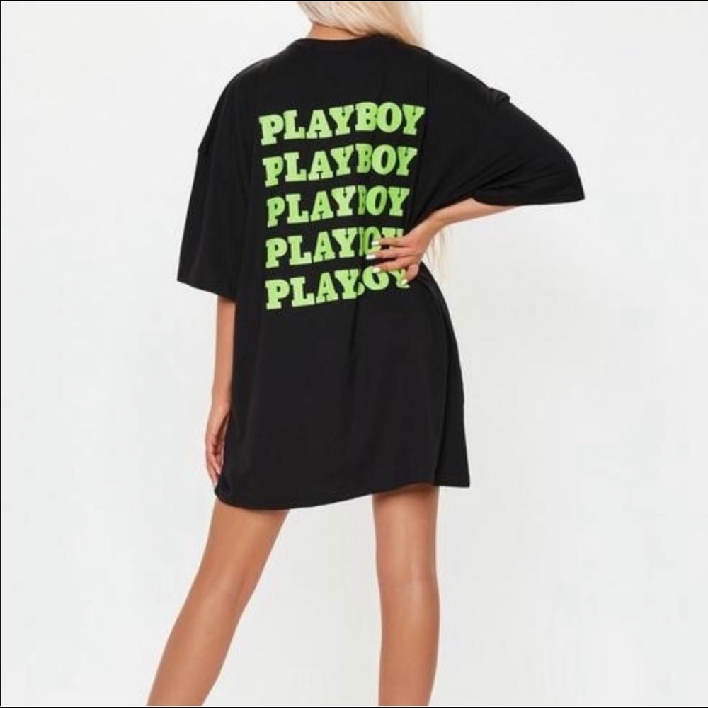 Playboy Oversized Repeat Slogan Dress - Picture 1 of 5